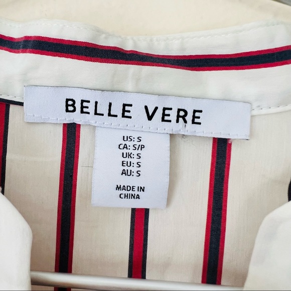 Anthropologie Belle Vere ruffle button down striped shirt top long sleeve - Picture 7 of 8